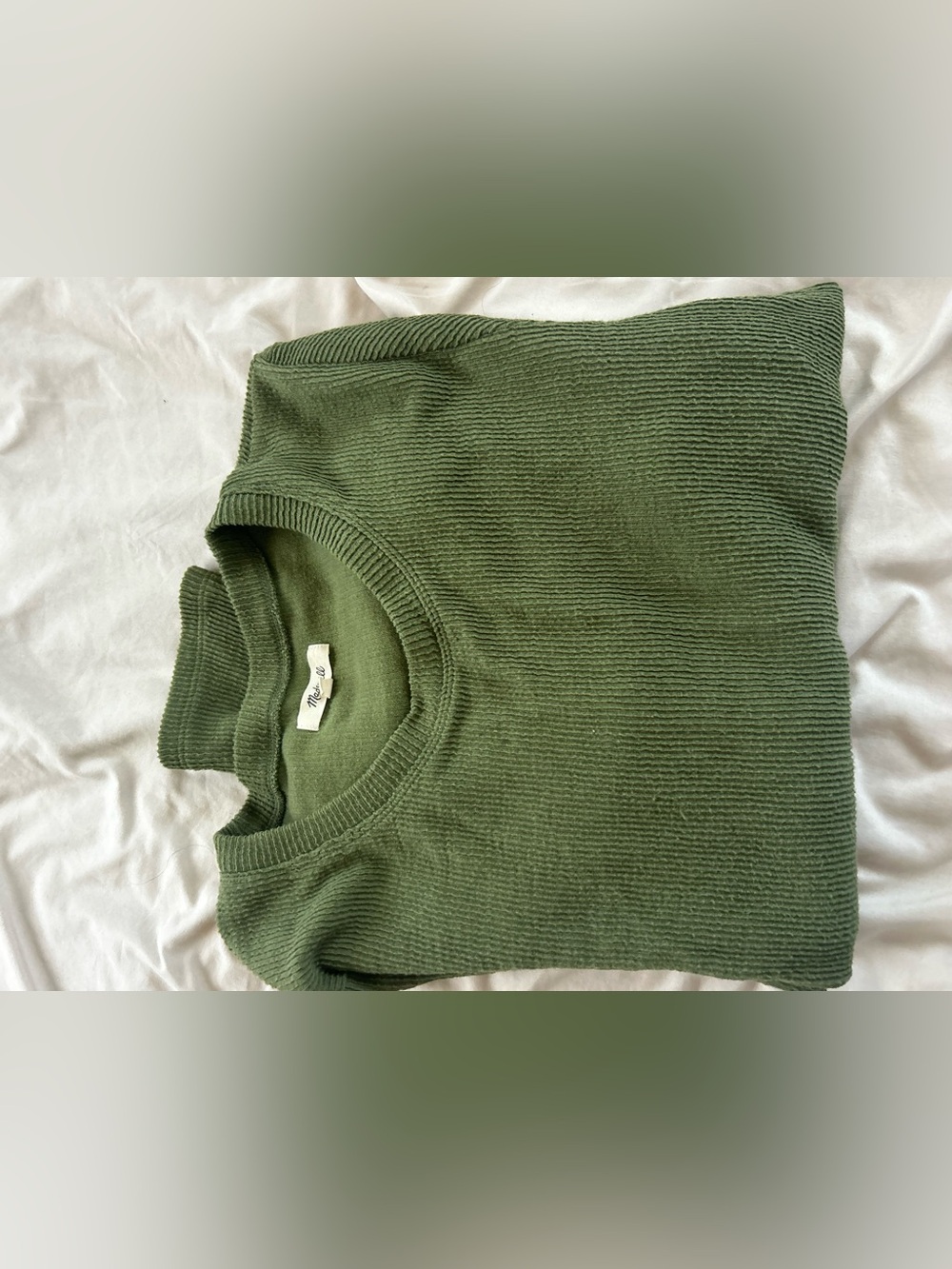 Madewell Olive Ribbed Crewneck Sweater